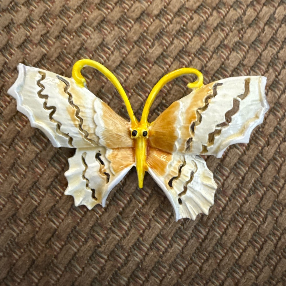 Yellow and Brown Butterfly Brooch